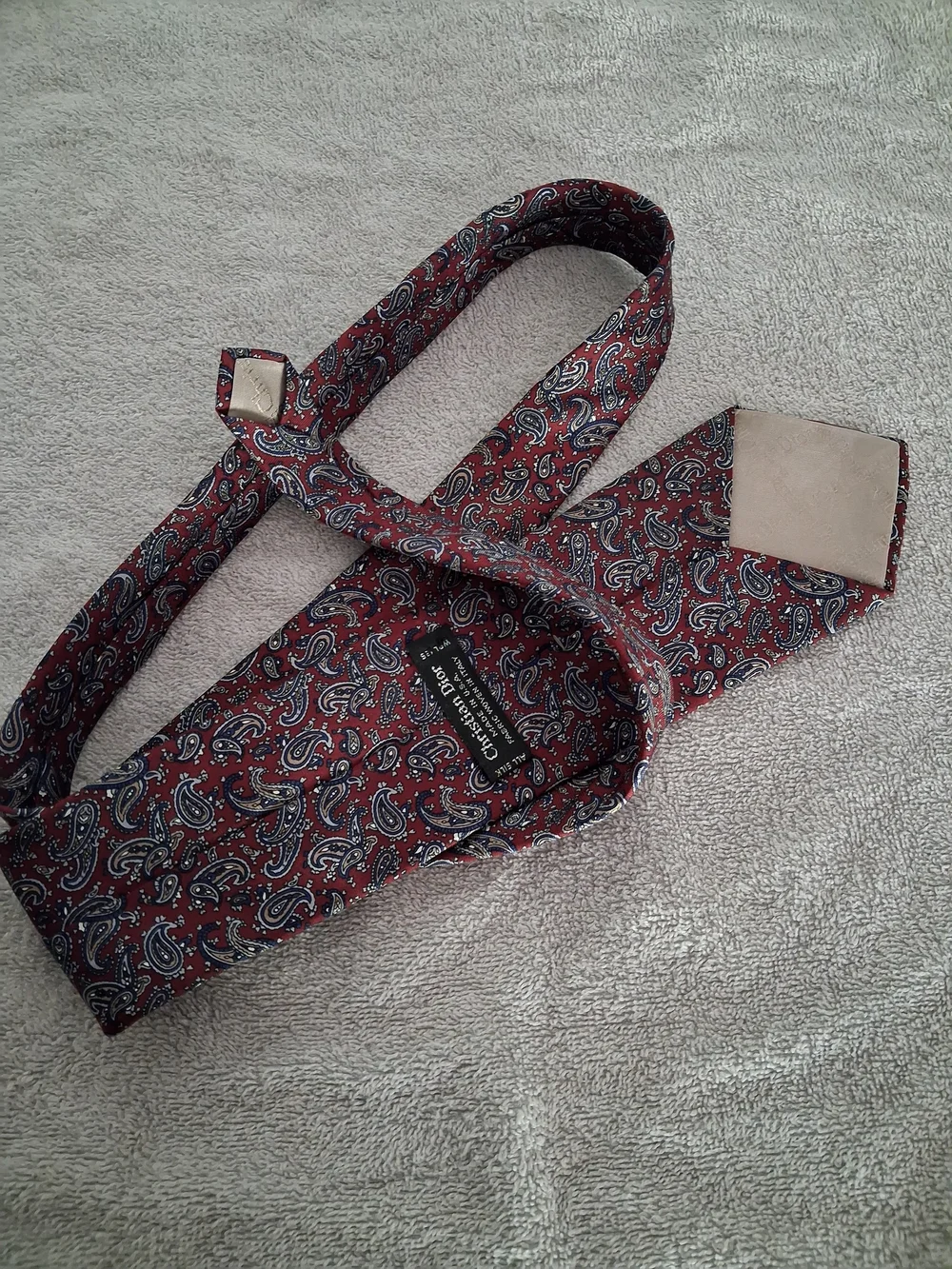 Christian Dior Vintage Red Paisley Silk Tie Old Money